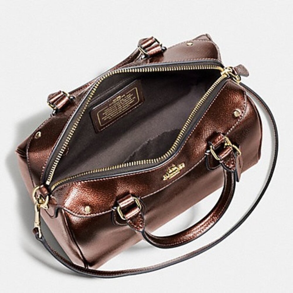 Like New Coach Bennett Satchel Bronze Leather Shoulder Crossbody Bag Purse - Picture 4 of 14